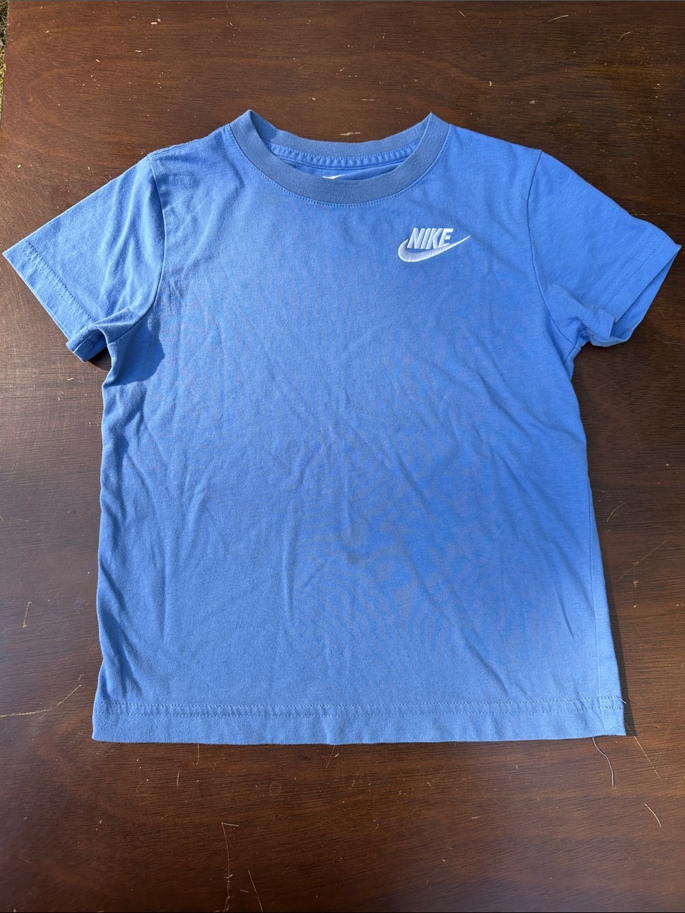 Nike Blue Short Sleeve Kids Tee with White Swoosh